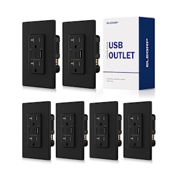 Image for Elegrp 38w Type A & C USB Wall Outlet Black Package Of 6 from HD Supply