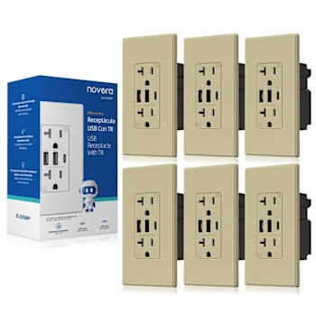 Image for Elegrp 30w 6.0 Amp 3-Port USB Wall Outlet, Matte Ivory Package Of 6 from HD Supply