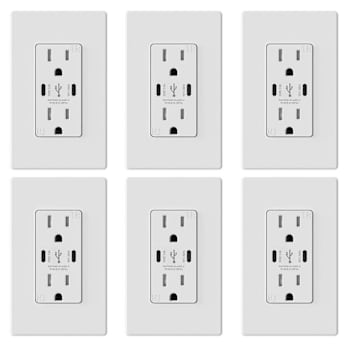 Image for Elegrp 3-Port USB Wall Outlet, 15a Duplex Receptacle, Matte White Package Of 6 from HD Supply