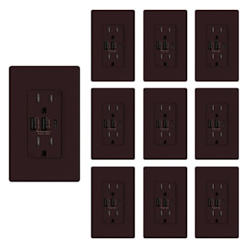 Image for Elegrp 30w 3port USB Wall Outlet 15a Duplex Receptacle Matte Brown Package Of 10 from HD Supply