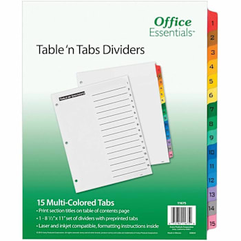 Avery® Office Essentials Table 'N Tabs Dividers Package Of 15