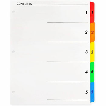 Business Source Table Of Content Quick Index Dividers Package Of 5