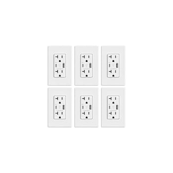 Image for Elegrp 38w Type A & C USB Wall Outlet 20a Receptacle, White Package Of 6 from HD Supply