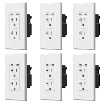 Image for Elegrp 130w Dual Type C USB Wall Outlet, White Package Of 6 from HD Supply