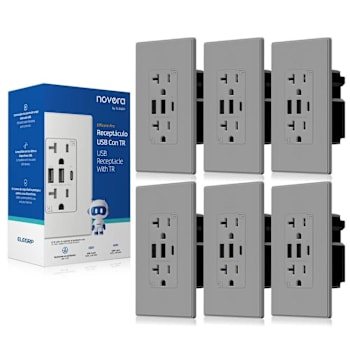 Image for Elegrp 3-Port USB Wall Outlet, Dual Type A & C Ports, Matte Gray Package Of 6 from HD Supply