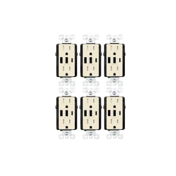 Image for Elegrp 30w 3-Port USB Wall Outlet Dual Type A&c Ports Matte Almond Package Of 6 from HD Supply