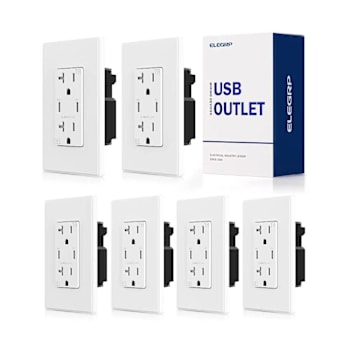 Image for Elegrp 60w Dual Type-C USB Wall Outlet, 20a Receptacle, White, Package Of 6 from HD Supply