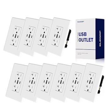 Image for Elegrp 3-Port USB Wall Outlet, Dual Type C & A Ports, Matte White Package Of 10 from HD Supply