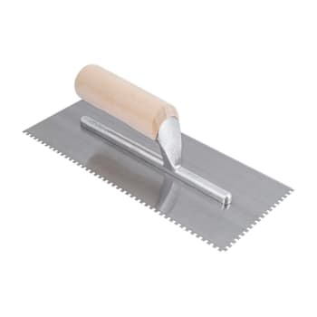 Roberts 1/8" X 1/8" X 1/8" Square Notch Steel PRO Trowel W/ Wood Handle