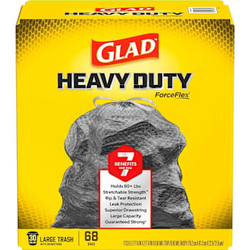 Glad Forceflex 30-Gal Large Drawstring Trash Bag Heavy Duty Package Of 68