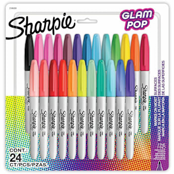 Expo Sharpie Glam Pop Permanent Markers Assorted Colors Package Of 24