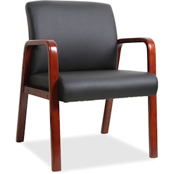 Image for Lorell Upholstered Guest Chair Black With Mahogany Finish Frame from HD Supply