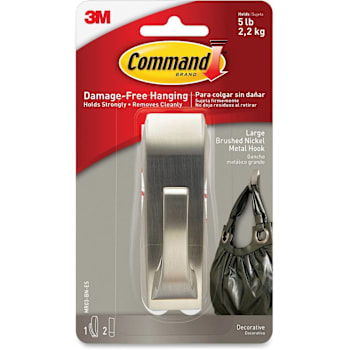 3M Command Large Brushed Nickel Metal Hook