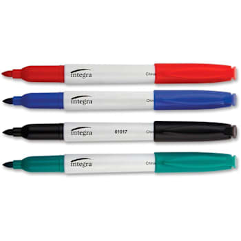 Integra Bullet Tip Dry-Erase Whiteboard Marker Set Assorted Colors Package Of 4