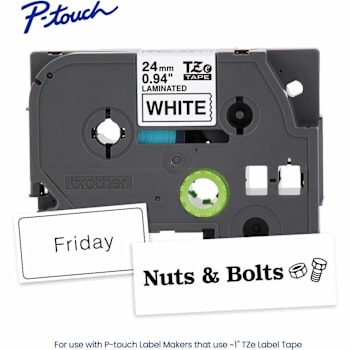 Brother Genuine P-Touch Tze251 Label Tape Black Print On White Laminated