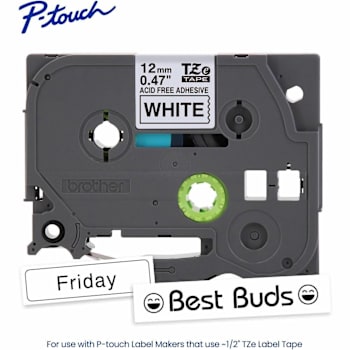 Brother Genuine Tzeaf231 Label Tape Black Print On White Acid Free 12mm X 8mm