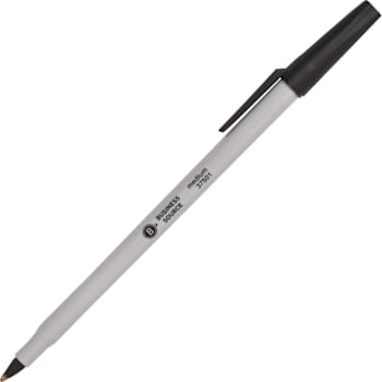Business Source Medium Point Ballpoint Stick Pens Black Package Of 12