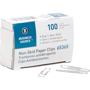 Business Source Non-Skid Paper Clips Size No.1 Package Of 10