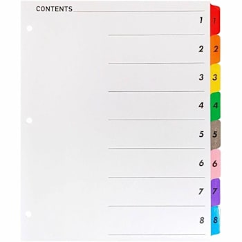 Business Source Table Of Content Quick Index Dividers Set
