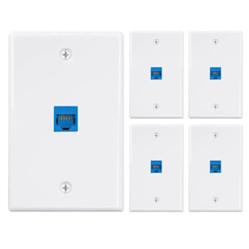 Newhouse Hardware Ethernet Wall Plate, White, Package Of 5