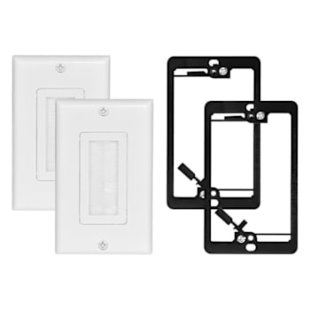 Newhouse Hardware Brush Wall Plate With Cable Pass Through, White, Package Of 2