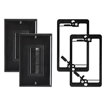 Newhouse Hardware Brush Wall Plate With Cable Pass Through, Black, Package Of 2