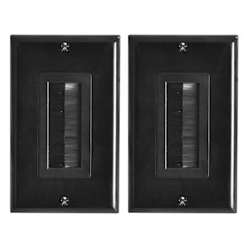 Newhouse Hardware Brush Wall Plate With Cable Pass Through In Black Package Of 2