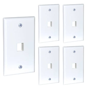 Newhouse Hardware 1-Port Keystone Jack Wall Plate, White, Package Of 5
