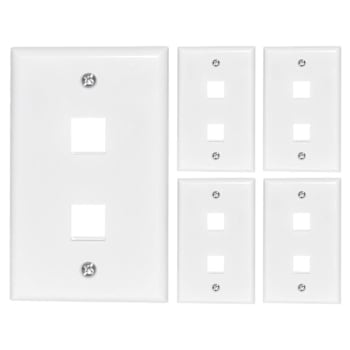 Newhouse Hardware 2-Port Keystone Jack Wall Plate, White, Package Of 5