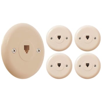 Newhouse Hardware 1-Port Round Telephone Jack Wall Plate, Ivory, Package Of 5