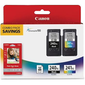 Canon Pg240xl/Cl241xl Gp-502 Inkjet Cartridge Blk Tri-Color W/Paper Package Of 2