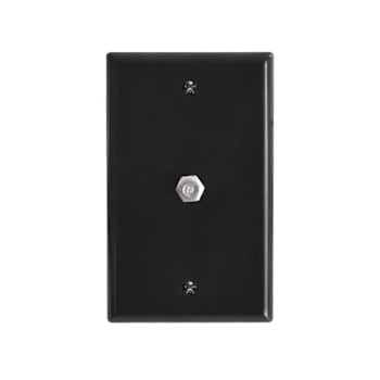 Newhouse Hardware 1-Port TV Cable Wall Plate W/Coaxial Cable F-Connector, Black