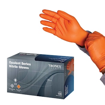 Tronex Orange Nitrile Pf Full Diamond Texture Design X-Large Package Of 100