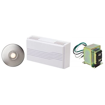 Newhouse Hardware 2-Note Doorbell Chime Kit, Round Satin Nickel Push Button