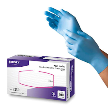Tronex Blue Nitrile Pf Fingertip-Textured Gloves Medium Package Of 100