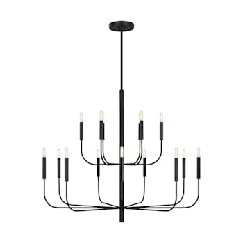 Image for Generation Lighting Brianna 15-Light 2-Tier Modern Chandelier, Aged Iron from HD Supply