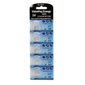 Image for Dantona® 3 Volt Lithium CR-1025 Battery, VAL-1025-5, Package Of 5 from HD Supply