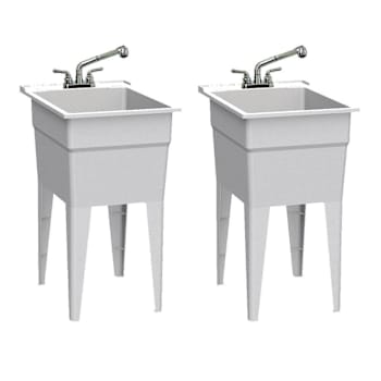 Rugged Tub 18"X24" Granite Utility Sink W/ 2-Hdl Faucet & Install Kit Pk Of 2