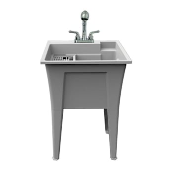 Rugged Tub 24"X22" Granite Utility Sink W/ 2-Hdl Faucet & Install Kit