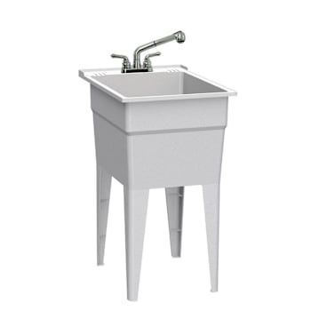 Rugged Tub 18"X24" Granite Freestanding Utility Sink W/ 2-Hdl Faucet Install Kit
