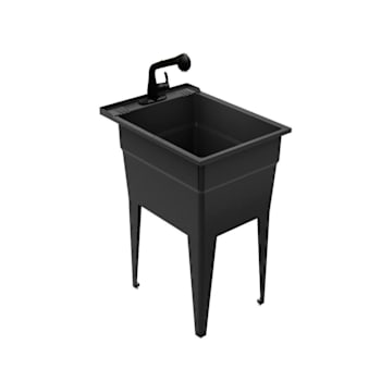 Rugged Tub 18"X24"Black Utility Sink W/ 1-Handle Black Faucet & Install
