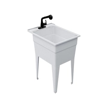 Rugged Tub 18"X24" Granite Utility Sink W/ 1-Handle Black Faucet & Install Kit