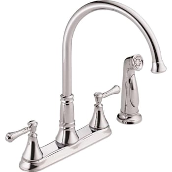 Image for Delta Cassidy Double Handle Standard Kitchen Faucet With Side Sprayer In Chrome from HD Supply