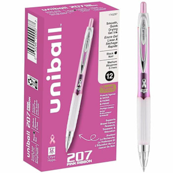 Uni-Ball™ 207 Pink Ribbon Gel Pens Package Of 12