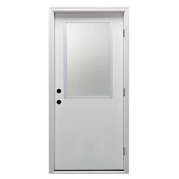 Mmi Door 36"X80" Classic LH 1/2 Lite Clear Steel Prehung Front Door, Brickmould