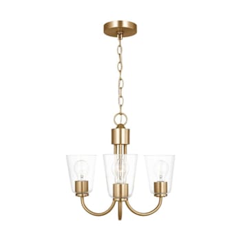 Generation Lighting Miles 3-Light Satin Brass Chandelier, Clear Glass