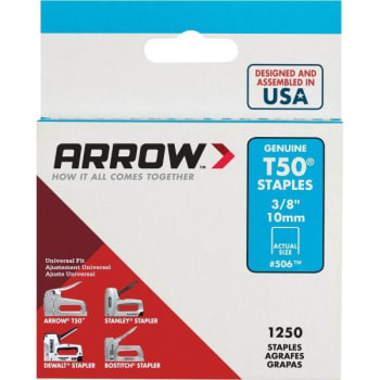 Image for Arrow T50 3/8" Staples- Heavy Duty Steel Package Of 1250 from HD Supply