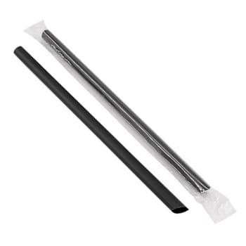 Bunzl Bdc9bkgo16 Boba Straw Black 9"Bagged Poly Wrapped Diag Cut Case Of 1600