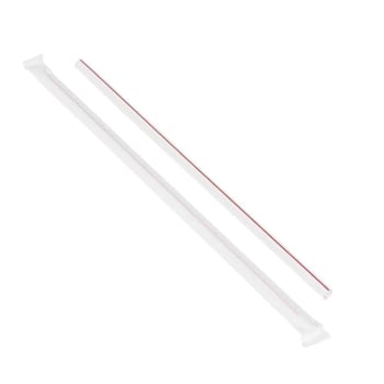 Bunzl J775rwxa12 Jumbo Straw Wht/Red7.75" Boxed Paper Wrapped Case Of 12000