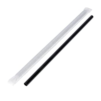 Bunzl G9bkga72 Giant Straw Black 9"Bagged Paper Wrapped Case Of 7200